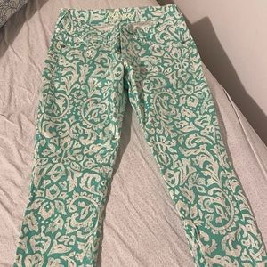 Old Navy Rockstar jeans teal and white pattern